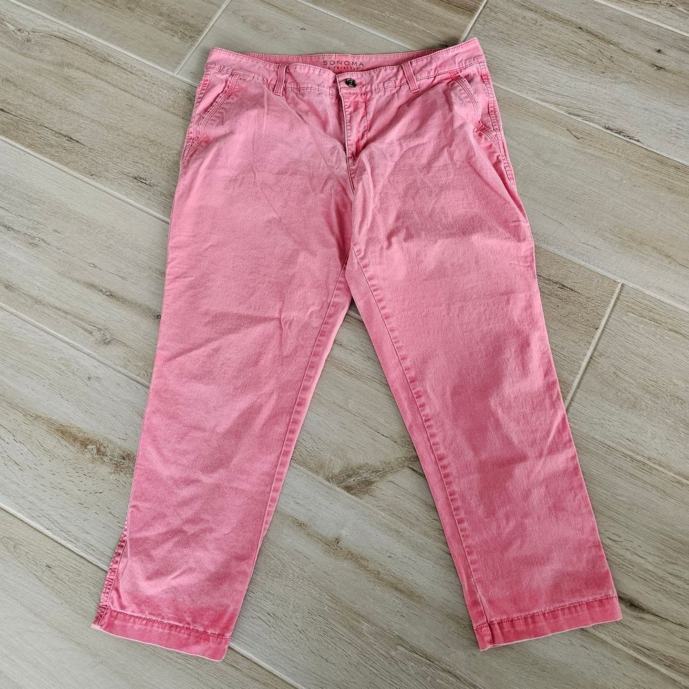 Women's Sonoma Modern Fit Pink Chino Cropped Pants, Sz 16 - EUC